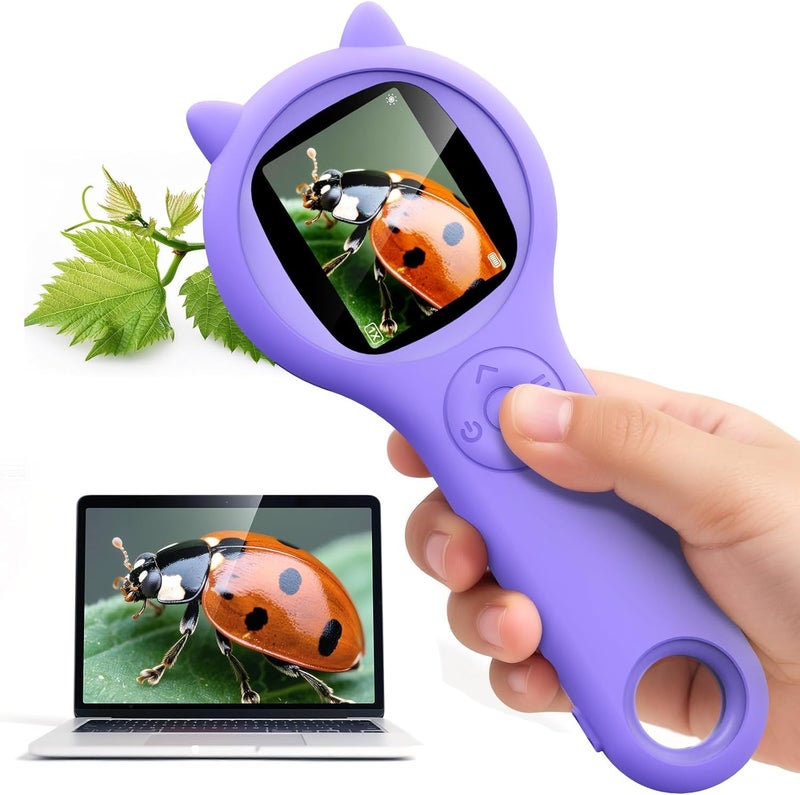 Ashfly Microscope for Kids - Mini Pocket Handheld Microscope for Toddlers-STEM Educational Science Kit Toys for Christmas Birthday Gifts Toys for 5 6 7 8 9 10 11 12 Year Old Girls（Purple） - Image 1